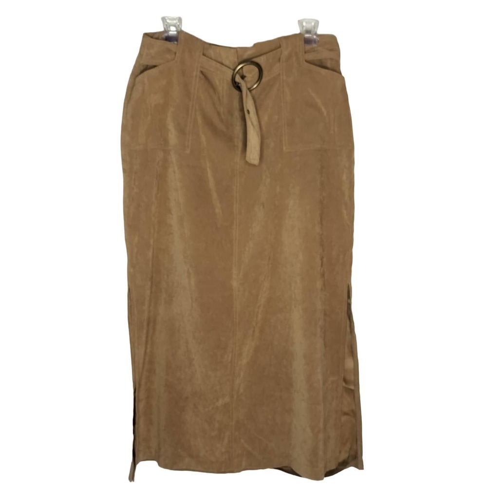 Vintage Exact Change Long Brown Skirt - Size 11, 97% Polyester & 3% Spandex